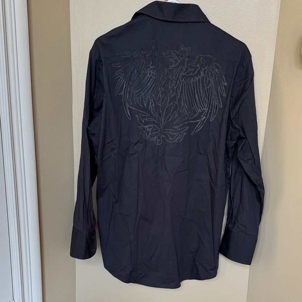 Men’s 7 Diamonds Black Button-Up Shirt size large good condition - Picture 6 of 6